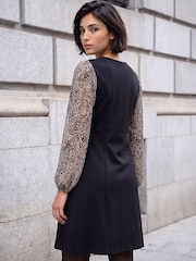 Roman Black Petite Button Dress - Image 3 of 4