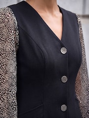 Roman Black Petite Button Dress - Image 4 of 4