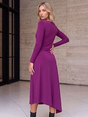 Roman Purple Gathered Waist Midi Dress - Image 3 of 4
