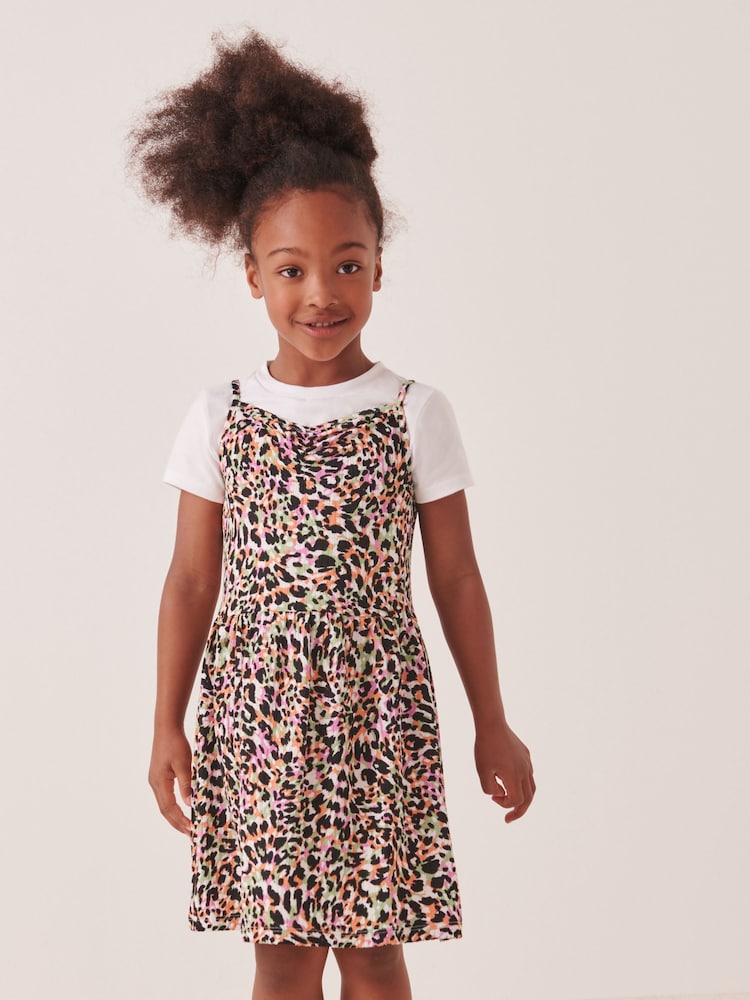 Multi Animal 2-In-1 Crinkle Jersey Dress and T-Shirt Set (3-16yrs) - Image 2 of 5 Multi Animal 2-In-1 Crinkle Jersey Dress and T-Shirt Set (3-16yrs) - Image 2 of 5