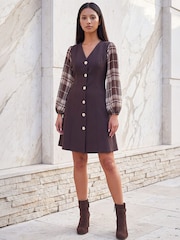 Roman Brown Petite Button Dress - Image 2 of 4