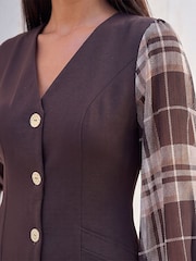 Roman Brown Petite Button Dress - Image 4 of 4