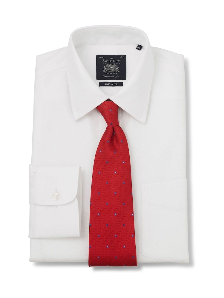 Savile Row Company Classic Fit Twill No Iron Single Cuff 100% Cotton White Shirt - Image 1 of 4