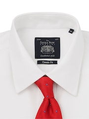Savile Row Company Classic Fit Twill No Iron Single Cuff 100% Cotton White Shirt - Image 2 of 4