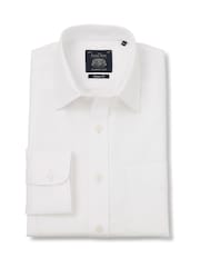 Savile Row Company Classic Fit Twill No Iron Single Cuff 100% Cotton White Shirt - Image 3 of 4