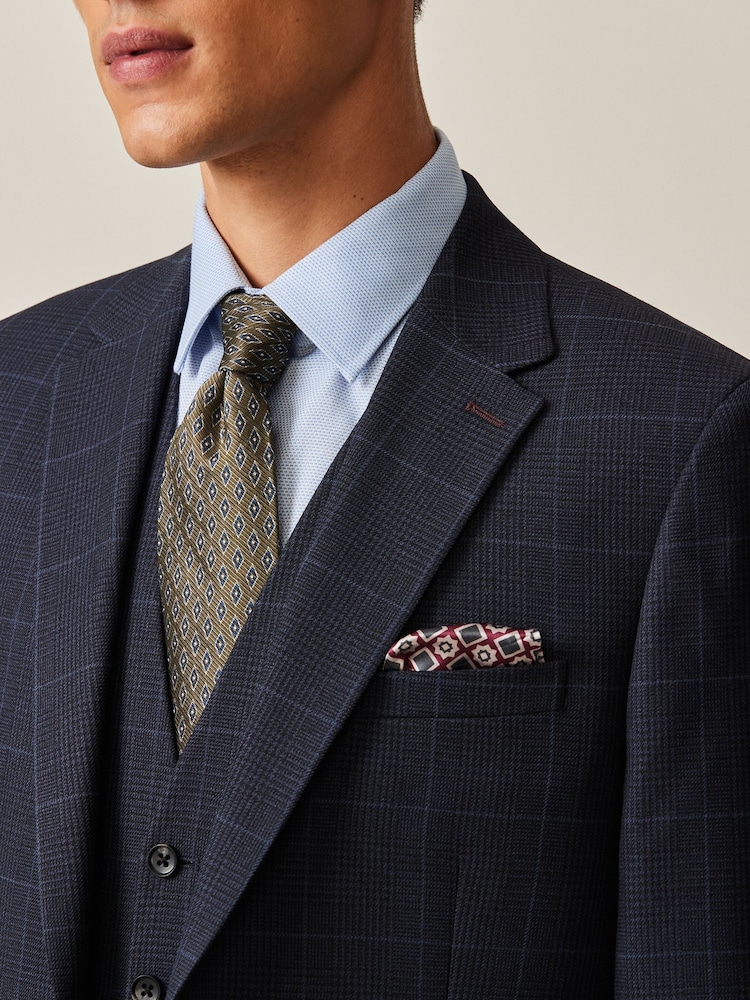 Navy Blue Prince of Wales Check Suit: Jacket - Image 2 of 11