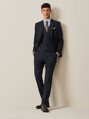 Navy Blue Prince of Wales Check Suit: Jacket - Image 3 of 11