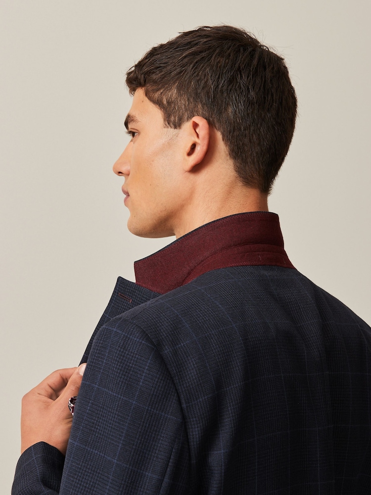 Bleu marine - Costume Carreaux Prince de Galles : veste - Image 6 of 11