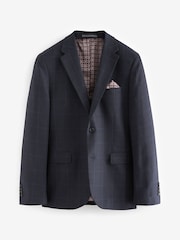 Navy Blue Prince of Wales Check Suit: Jacket - Image 7 of 11