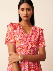 Pink Floral Ruffle Detail Mini Smock Dress - Image 4 of 5