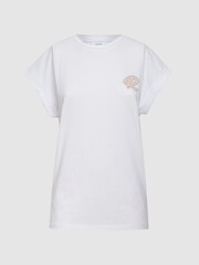 Reiss White Tara Cotton Motif Crew Neck T-Shirt - Image 2 of 4