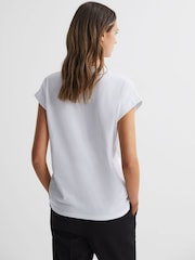 Reiss White Tara Cotton Motif Crew Neck T-Shirt - Image 4 of 4