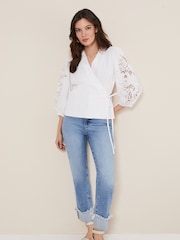 Phase Eight White Broderie Kacey Blouse - Image 3 of 6