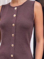Roman Brown Knitted Pinafore Dress - Image 4 of 4