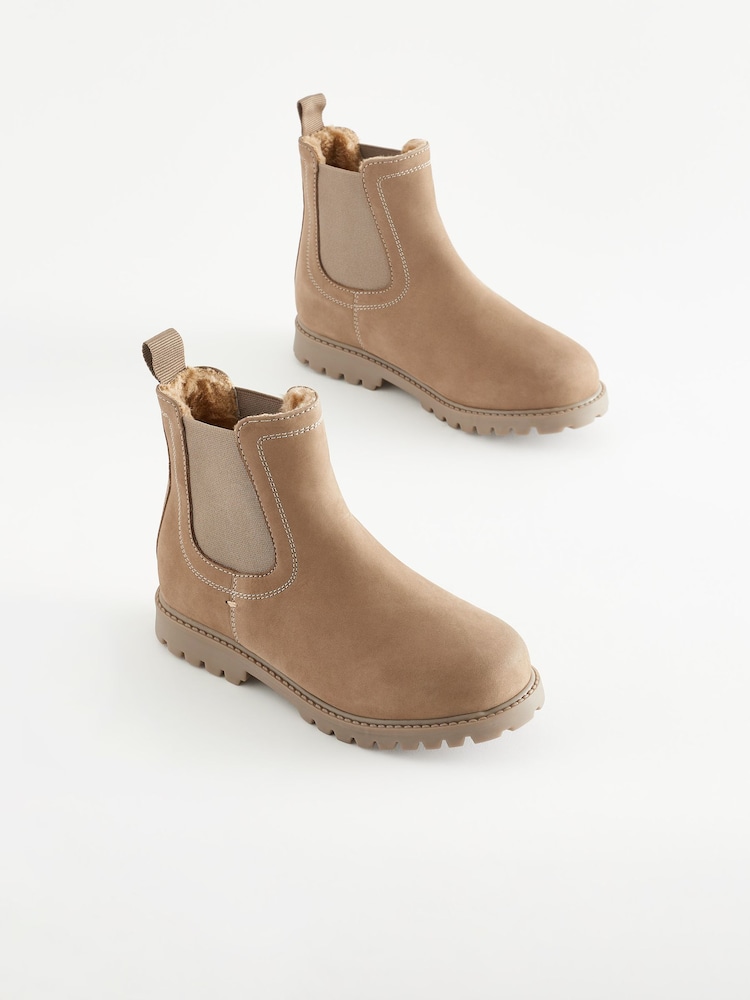 Stein/Natur - Thinsulate™ Warmgefütterte Chelsea-Stiefel aus Leder - Bild 1 von 6