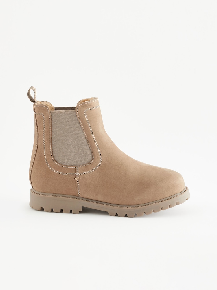 Stein/Natur - Thinsulate™ Warmgefütterte Chelsea-Stiefel aus Leder - Bild 2 von 6