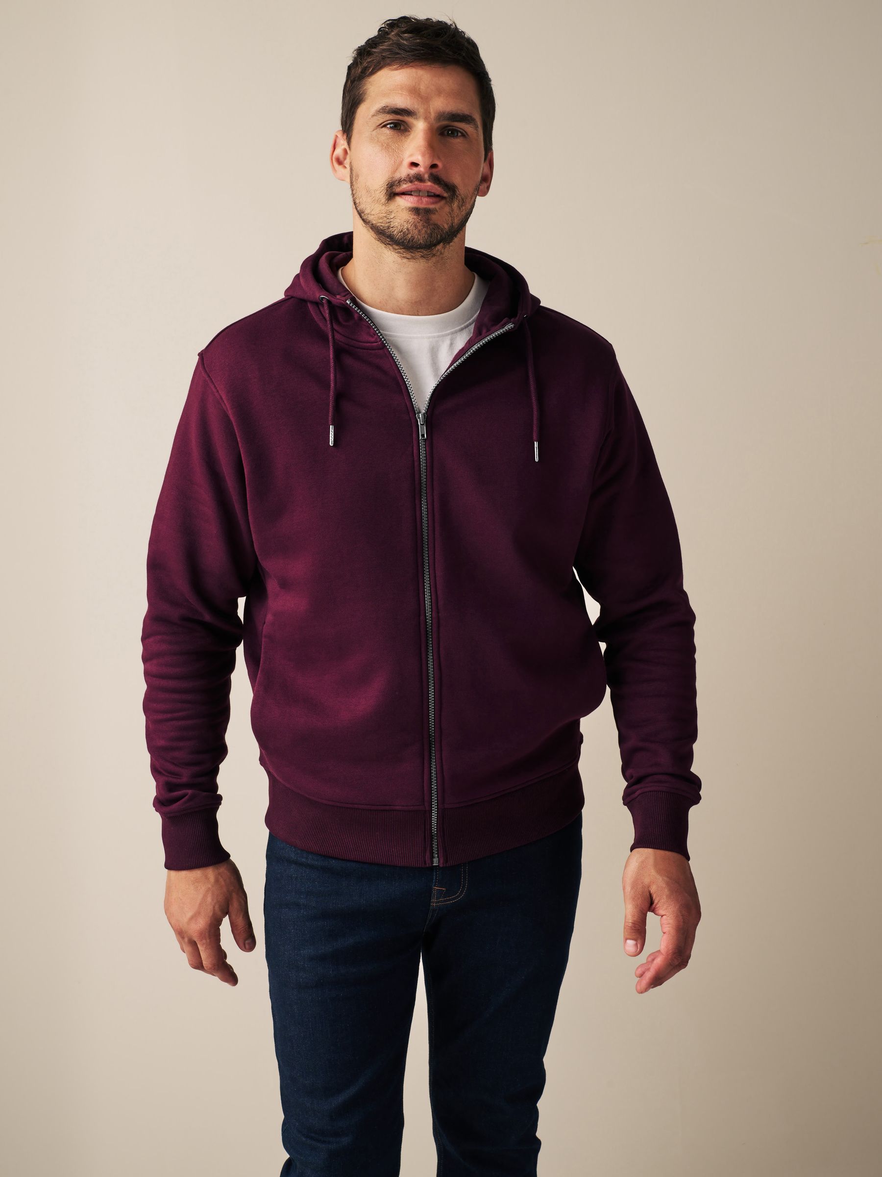 Buy Burgundy Red Zip Up Hoodie from Next Luxembourg