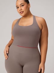 Fabletics Brown Seamless Cropped Built-In Bra Tank - Image 1 of 3