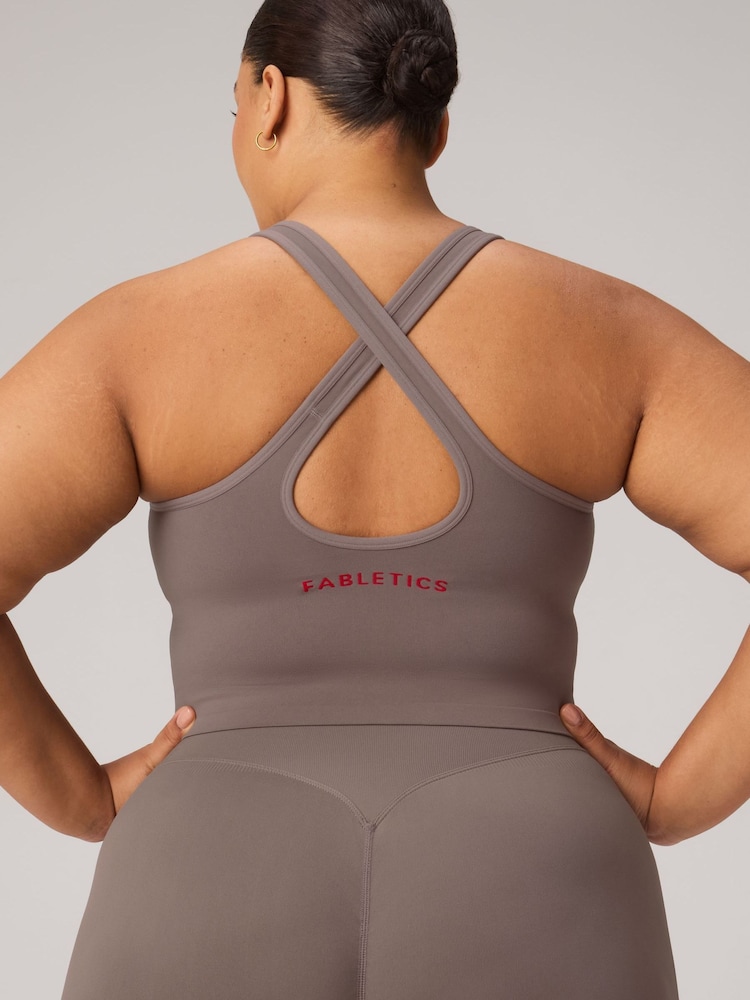 Fabletics Brown Seamless Cropped Built-In Bra Tank - Image 2 of 3