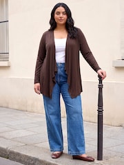Braun - Roman Curve Wasserfall-Front-Strickjacke - Bild 2 von 4