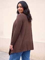 Braun - Roman Curve Wasserfall-Front-Strickjacke - Bild 3 von 4