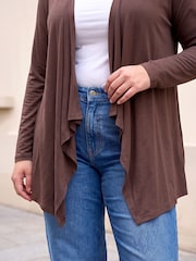 Braun - Roman Curve Wasserfall-Front-Strickjacke - Bild 4 von 4