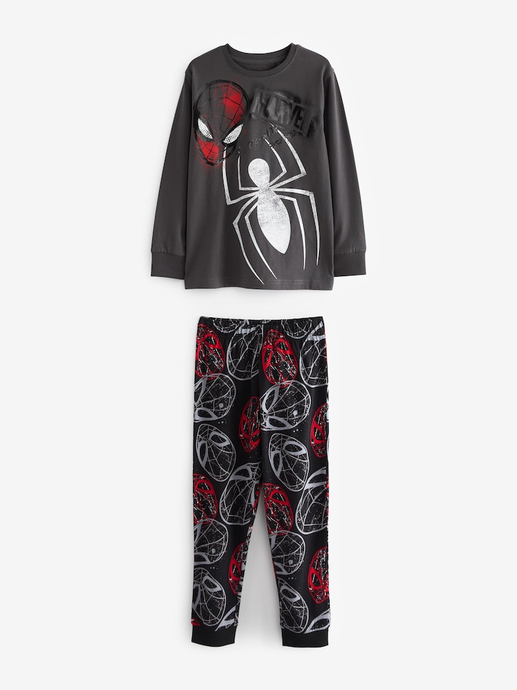 Grau - Langarm-Pyjamas mit Marvel Spider-Man aus 100 % Baumwolle (3–16 J.) - Bild 1 von 3