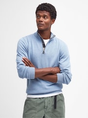 Barbour® Blue Half Zip Cotton Jumper - Image 1 of 6