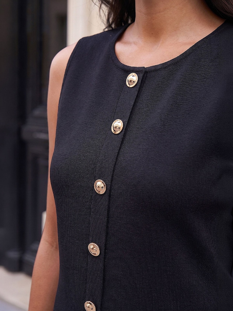 Roman Black Knitted Pinafore Dress - Image 4 of 4 Roman Black Knitted Pinafore Dress - Image 4 of 4