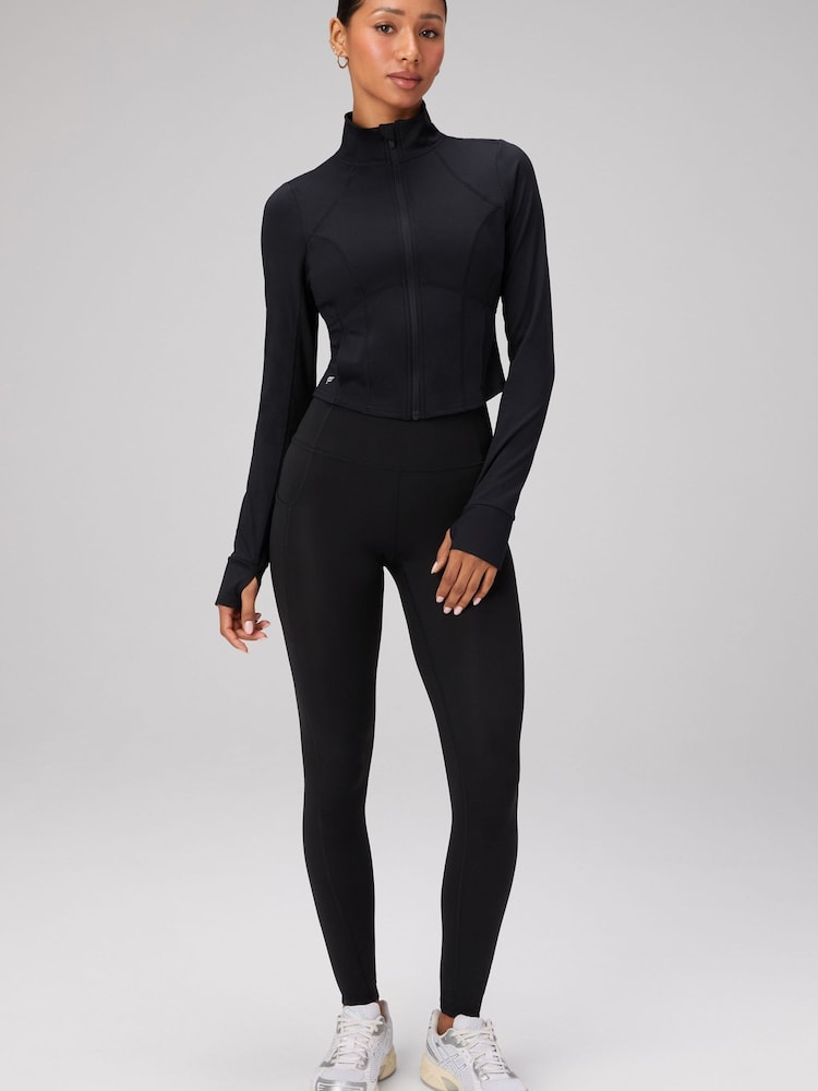 Fabletics Black Perfect Storm Cropped Train Jacket - Image 1 of 3