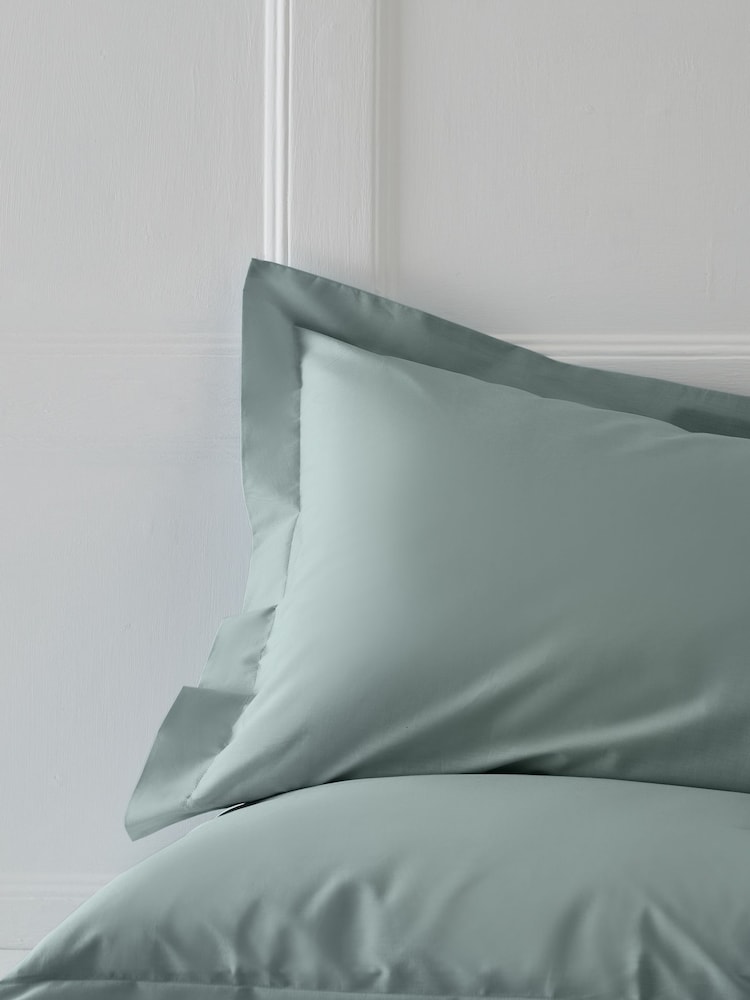Set of 2 Green Sage Cotton Rich Pillowcases - Image 1 of 3
