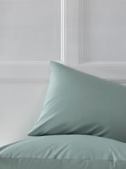 Set of 2 Green Sage Cotton Rich Pillowcases - Image 2 of 3