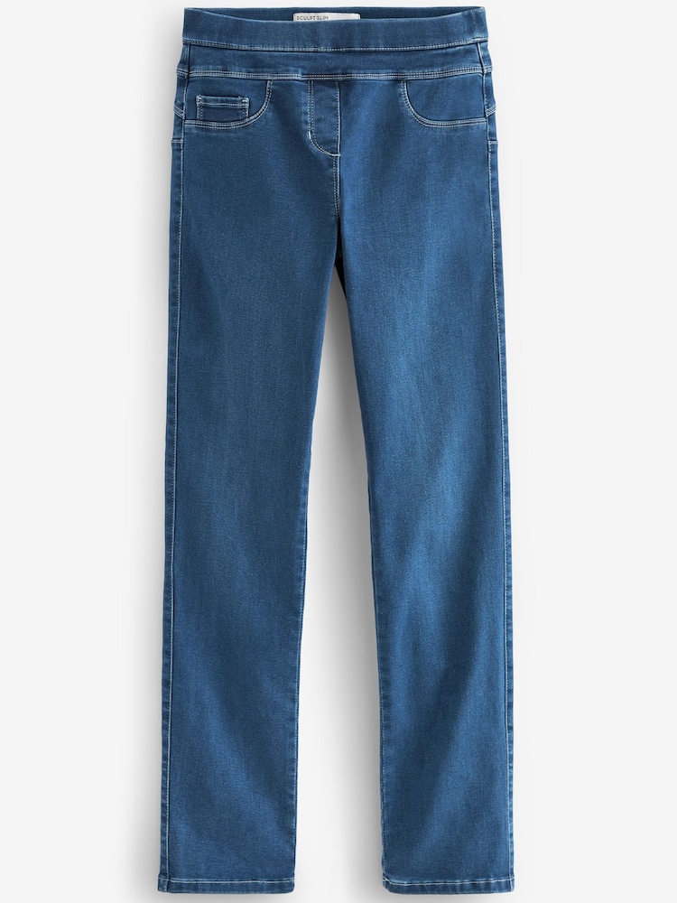 Ciemnoniebieski - Modelujące wciągane legginsy z miękkiego i bardzo elastycznego materiału - Image 6 of 7