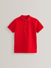 Red Regular Fit Cotton School Short Sleeve 100% Cotton Polo Shirts 2 Pack (3-16yrs) - Image 2 of 4