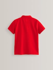 Red Regular Fit Cotton School Short Sleeve 100% Cotton Polo Shirts 2 Pack (3-16yrs) - Image 3 of 4
