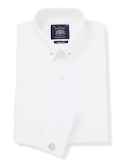 Savile Row Company Classic Fit Pin Collar Double Cuff 100% Cotton White Shirt - Image 1 of 5