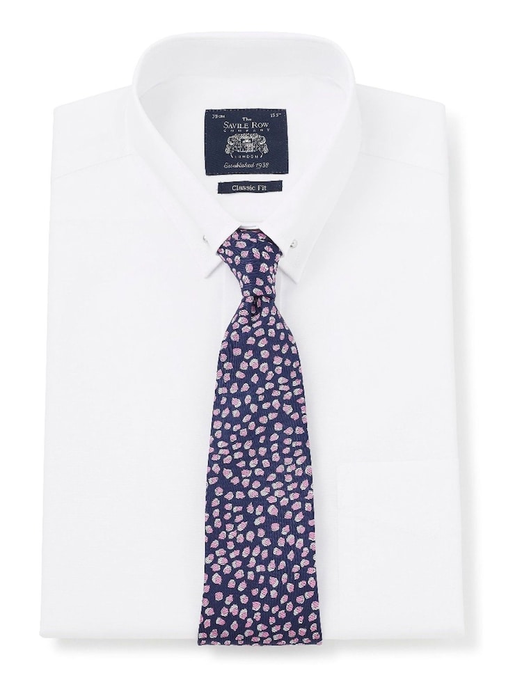 Savile Row Company Classic Fit Pin Collar Double Cuff 100% Cotton White Shirt - Image 2 of 5