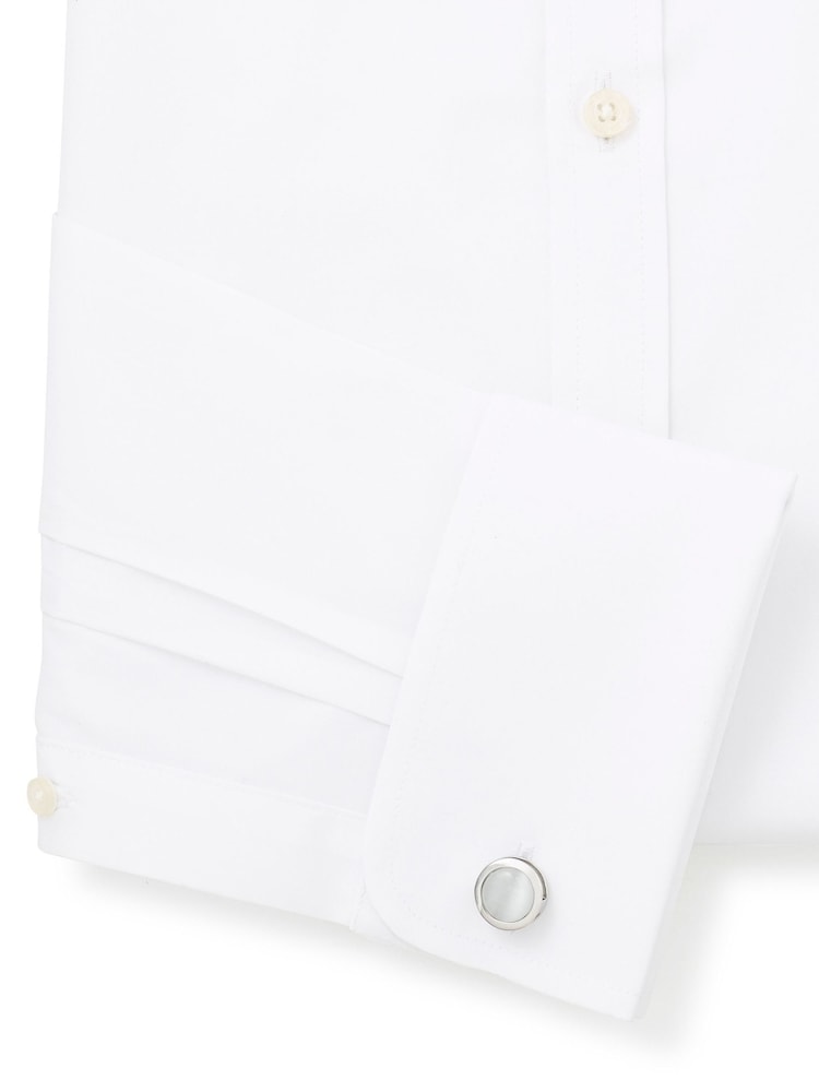 Savile Row Company Classic Fit Pin Collar Double Cuff 100% Cotton White Shirt - Image 4 of 5