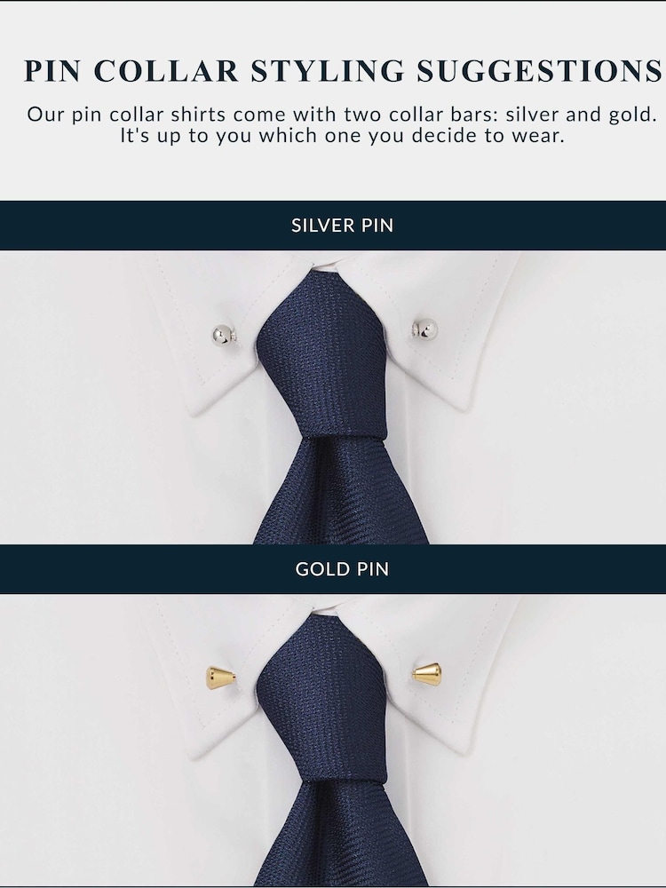 Savile Row Company Classic Fit Pin Collar Double Cuff 100% Cotton White Shirt - Image 5 of 5