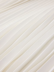 CERENE Bea Cream Long Sleeve Knit Bodice Pleated Skirt Dress - Image 6 of 11