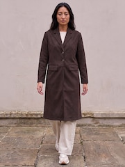 Roman Brown Petite Faux Suede Jacket - Image 3 of 4