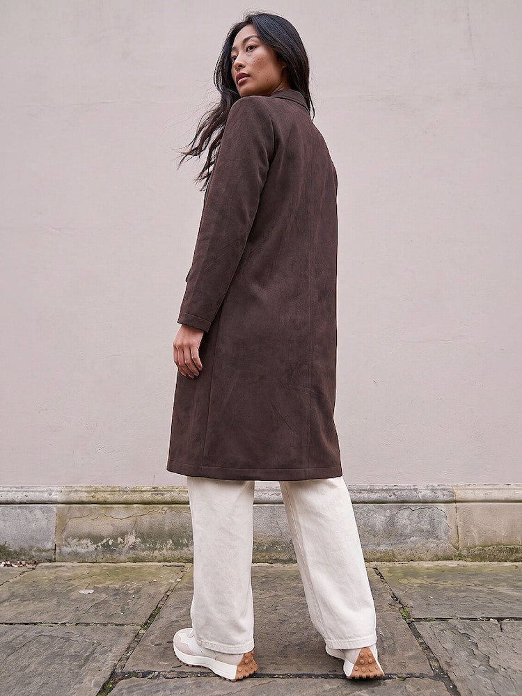 Roman Brown Petite Faux Suede Jacket - Image 4 of 4 Roman Brown Petite Faux Suede Jacket - Image 4 of 4