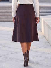 Roman Brown Petite Faux Suede A-Line Skirt - Image 3 of 4