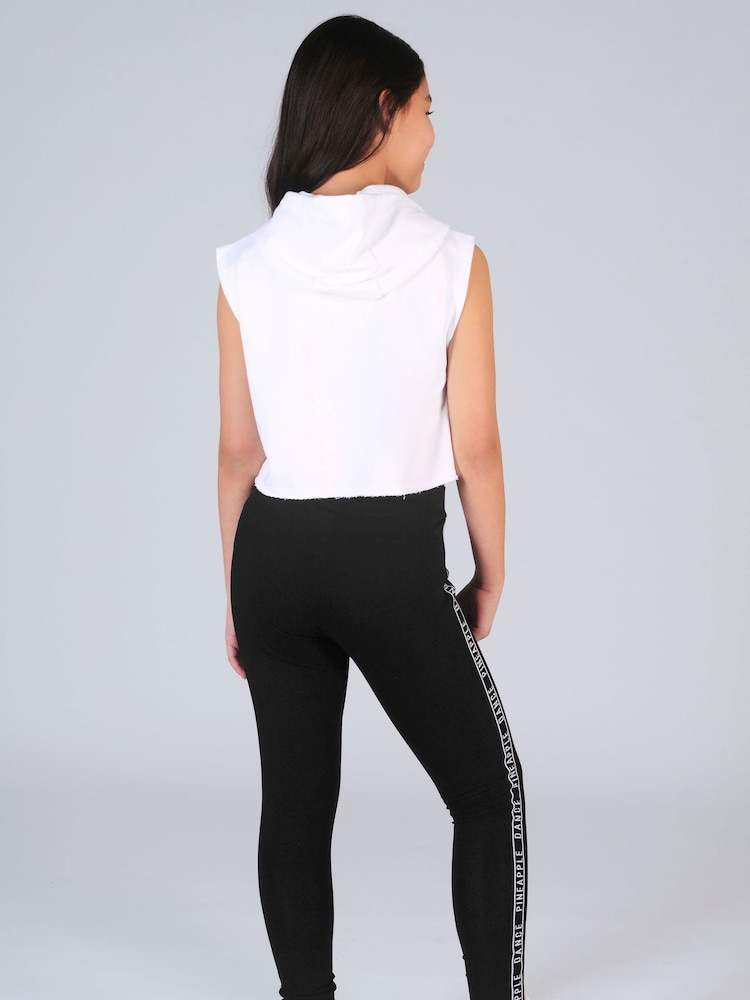 Pineapple White Sleeveless Girls Dance Crop Hoodie - Image 2 of 5
