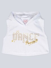 Pineapple White Sleeveless Girls Dance Crop Hoodie - Image 5 of 5