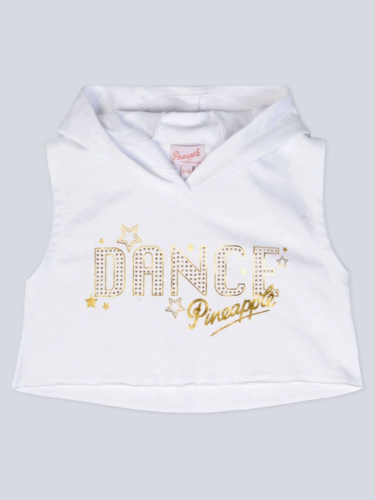 Pineapple White Sleeveless Girls Dance Crop Hoodie - Image 5 of 5