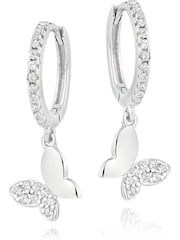 Beaverbrooks Cubic Zirconia Butterfly Hoop Earrings - Image 1 of 3