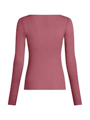 Hunkemoller Crushed Berry Pink Supersoft Boatneck T-Shirt Thermal Base Layer With Cashmere - Image 5 of 5