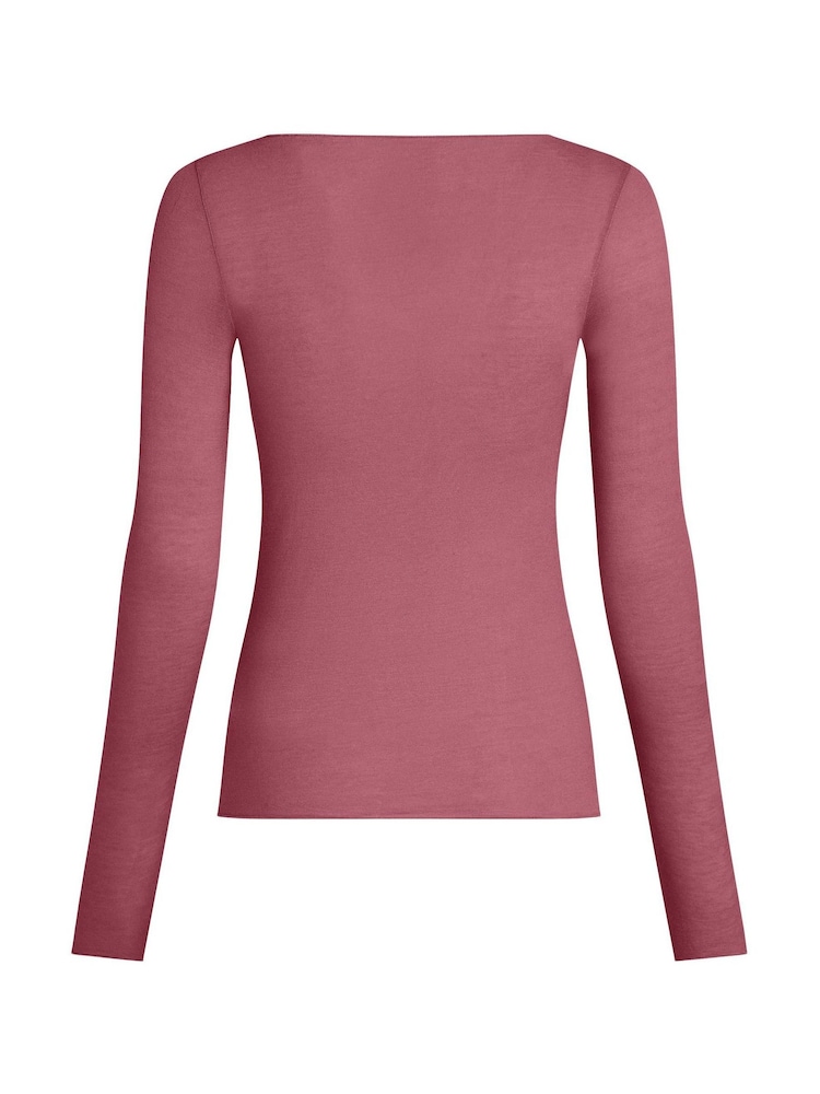 Hunkemoller Crushed Berry Pink Supersoft Boatneck T-Shirt Thermal Base Layer With Cashmere - Image 5 of 5
