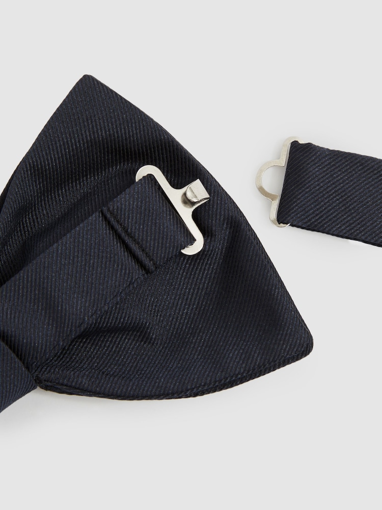 Reiss Navy Boyle Grosgrain Silk Bow Tie - Image 3 of 4